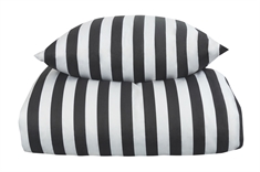 Sengetøj - 140x220 cm - Antrasit grå og hvid stribet sengesæt - 100% Bomuldssatin sengetøj - Nordic Stripe